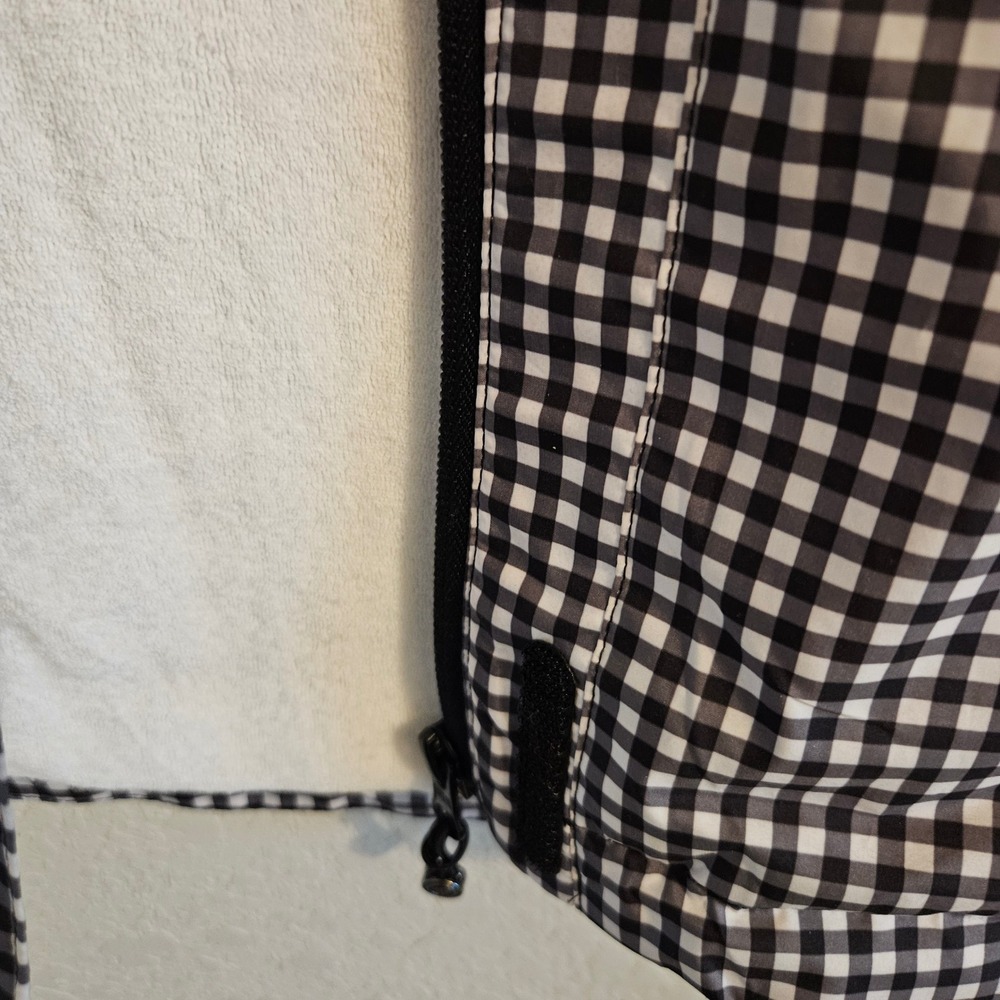 Talbots Womens Black White Gingham Terry Lined Full Zip Vest LK4907 Size Medium - Picture 3 of 7